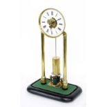 Elegant electric mantel clock timepiece, unsigned, the 4.75" white chapter ring enclosing a