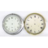 Mercer bulkhead nickel cased 8" slave dial; also a Mercer electric 10" slave dial within a heavy