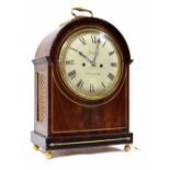 English mahogany double fusee bracket clock, the 8" convex white dial signed Gadsby, Leicester,