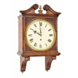 Oak single fusee wall clock, the 8" cream dial signed T. Coleman, Kington, within a foliate carved