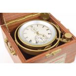 Two day marine chronometer, the 3.5" white dial signed Glashutte, no. 13031, with subsidiary state