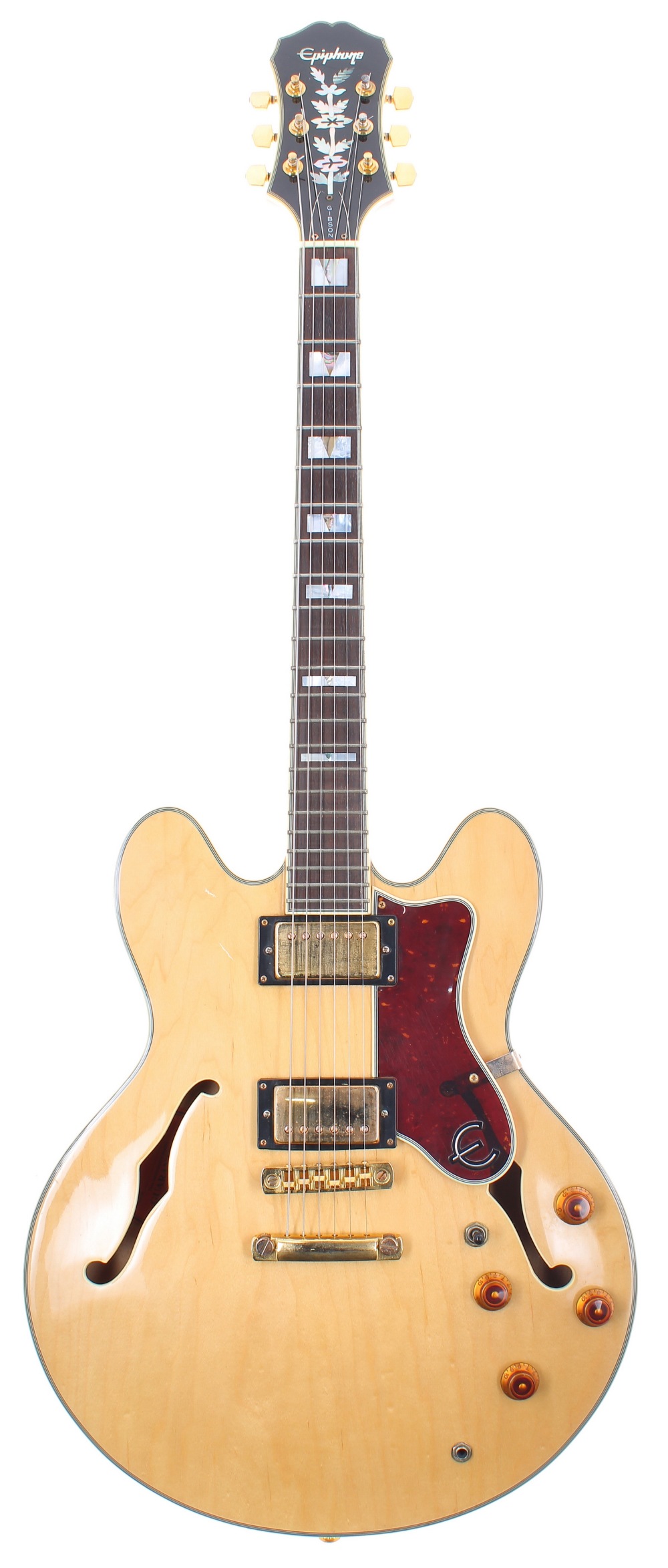 1996 Epiphone Sheraton semi-hollow body electric guitar, made in Korea, ser. no. S6xxxxx5; Finish: