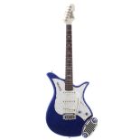 Italia Monza electric guitar with amp pod; Finish: blue sparkle; Fretboard: rosewood; Frets: good;