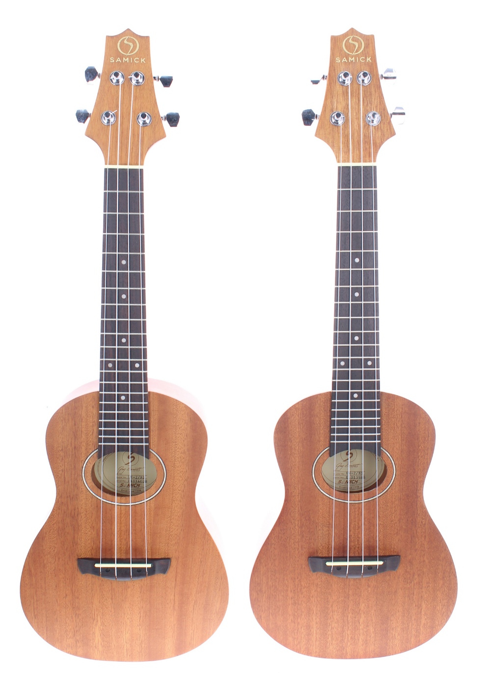 Two Samick UN-2 ukuleles