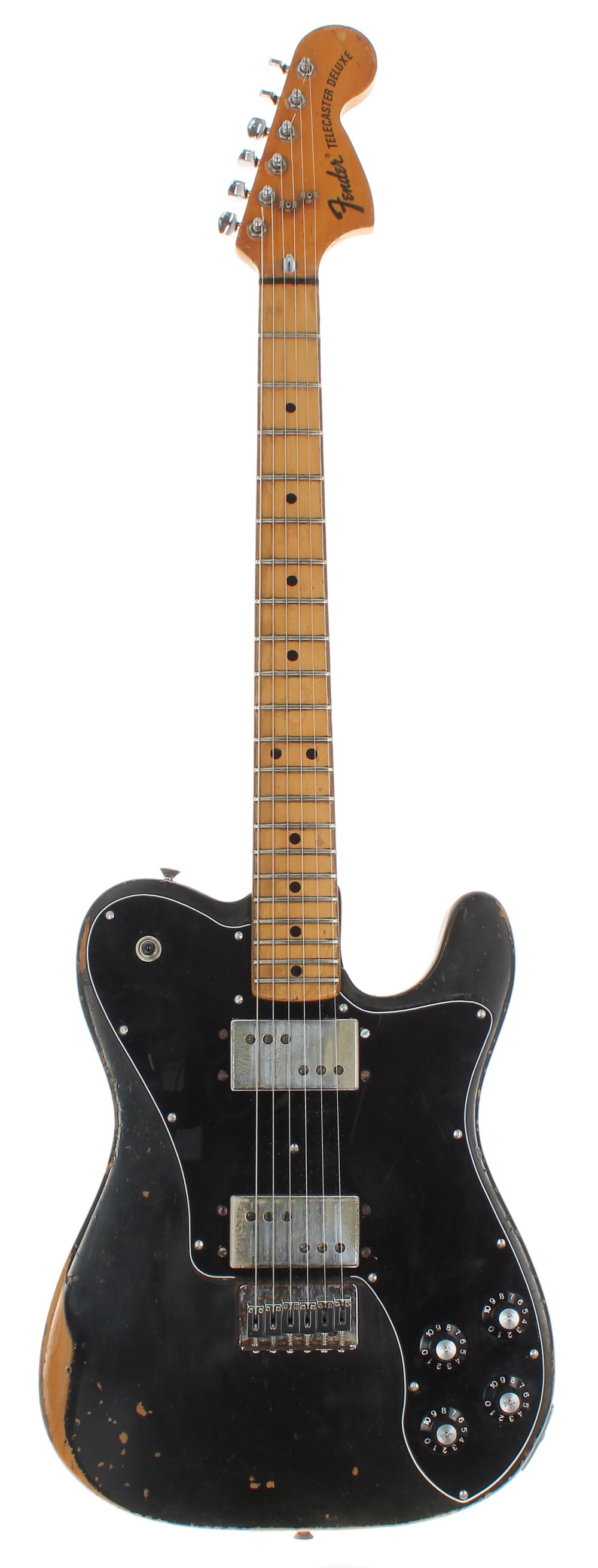 Fender Telecaster Deluxe electric guitar, made in USA, circa 1973, ser. no. 5xxxx4; Finish: black,