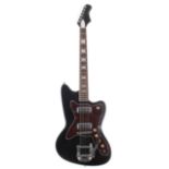 Silvertone 1478 electric guitar, made in Indonesia; Finish: black; Fretboard: rosewood; Frets: good;