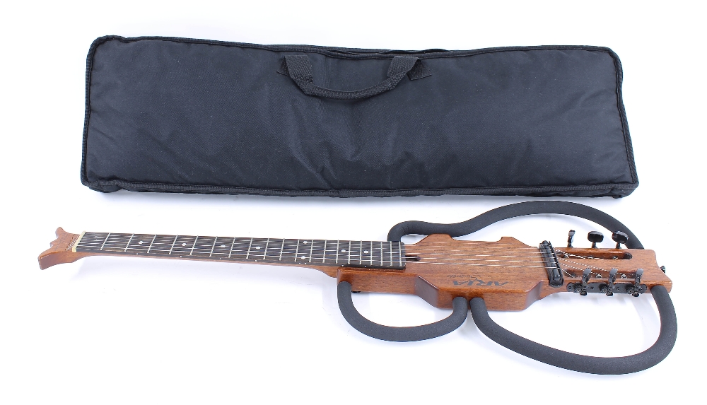 Aria Sinsonido travel guitar; Finish: mahogany; Fretboard: ebonised; Frets: good; Electrics: - Image 2 of 3