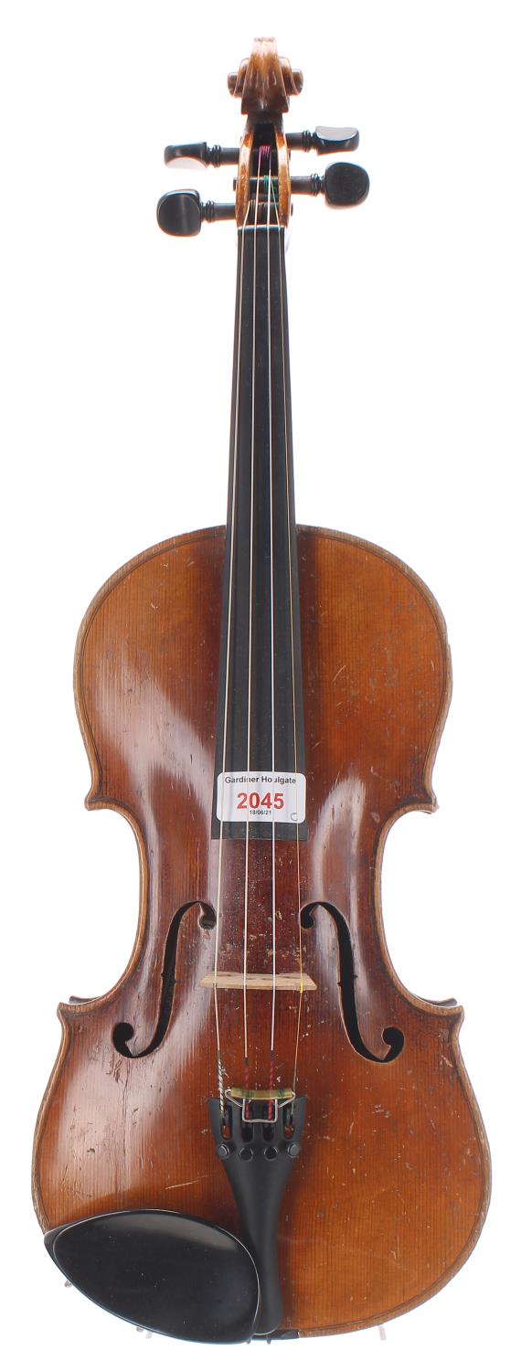 German violin labelled Hubert Knilling, Mittenwald/Oberbayern, 1964, 14 1/4", 36.20cm, case