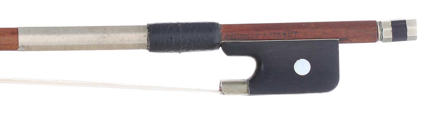 French nickel mounted violin bow stamped Georges Apparut on either side of the handle, the stick