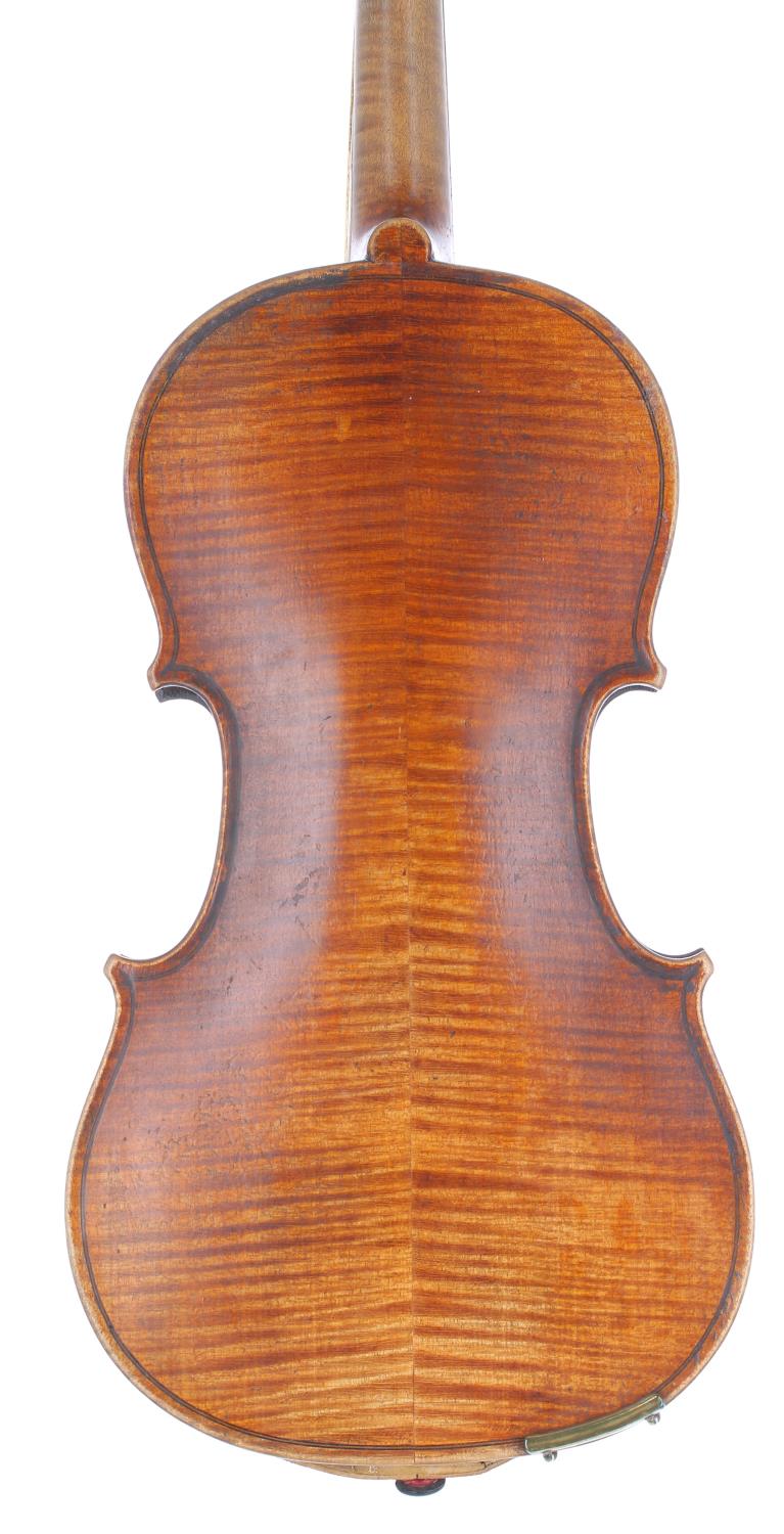 Late 19th century German Stradivari copy violin, 14 1/8", 35.90cm, case (violin at fault) - Image 2 of 3