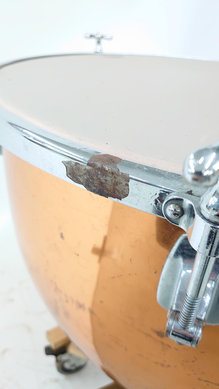 Pair of Premier hand tuned copper timpani drums, 28" and 25", each fitted upon wooden trolley - Image 9 of 9