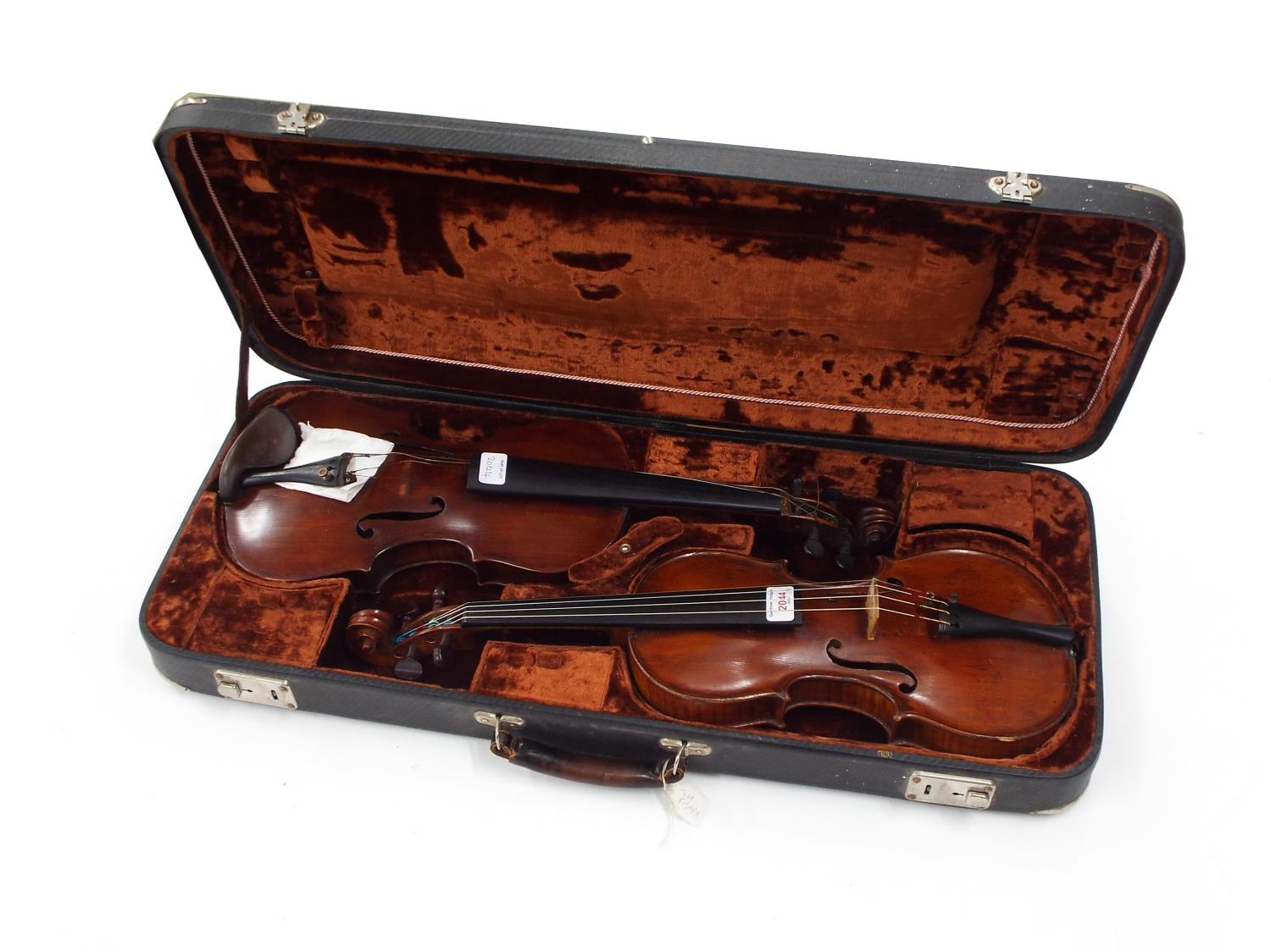 19th century violin labelled C.H.J.B. Collin-Mezin..., 14 3/16", 36cm (restored); also another