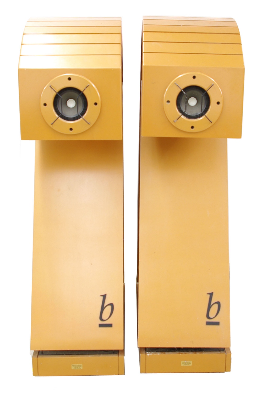 Pair of large Beauhorn Rhapsody Model B2 speakers, ser. nos. B1043 and B2043, each 52" high, upon