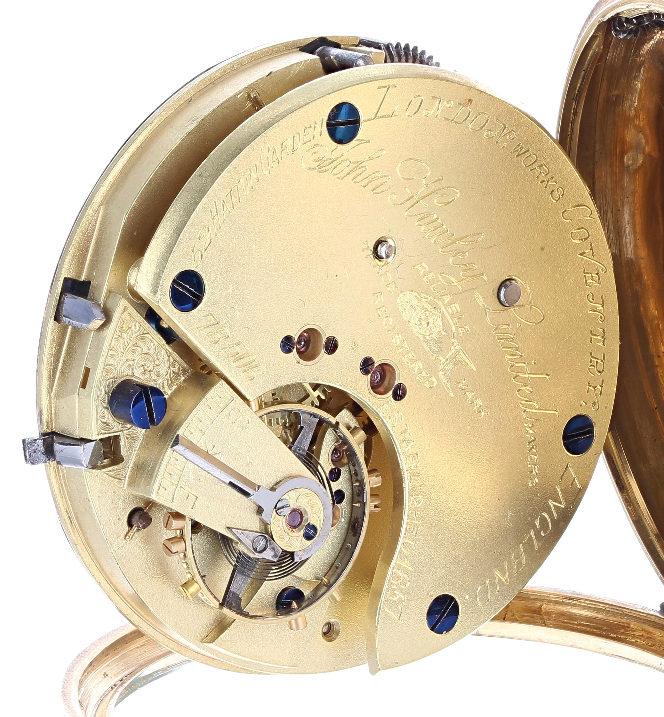 18ct centre seconds chronograph lever pocket watch, Chester 1901, the three-quarter plate movement - Image 4 of 4
