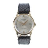 Rotary 9ct automatic gentleman's wristwatch, silvered dial with baton markers, date aperture and