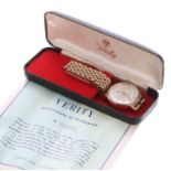 Verity 9ct automatic gentleman's bracelet watch, London 1974, silvered dial with date aperture,