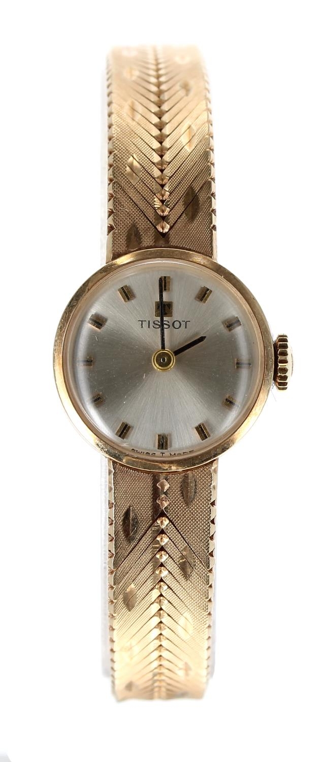 Tissot 9ct yellow gold lady's bracelet watch, London 1965, silvered dial with baton markers, - Image 2 of 5