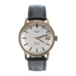 Rotary 9ct automatic gentleman's wristwatch, London 1972, silvered dial with baton markers, centre