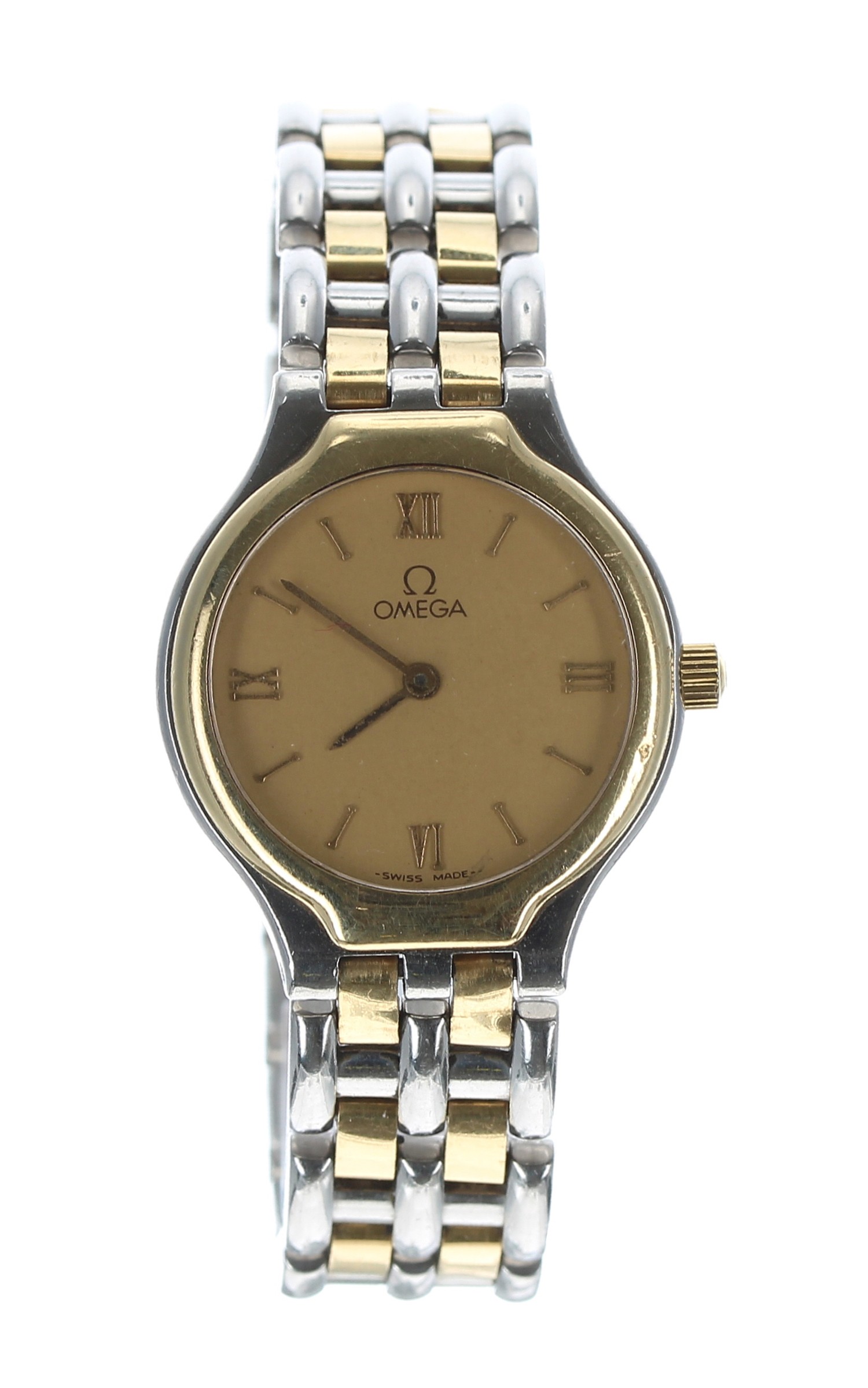 Omega De Ville bicolour lady's bracelet watch, circa 1992, serial no. 54969196, champagne dial, - Image 2 of 3