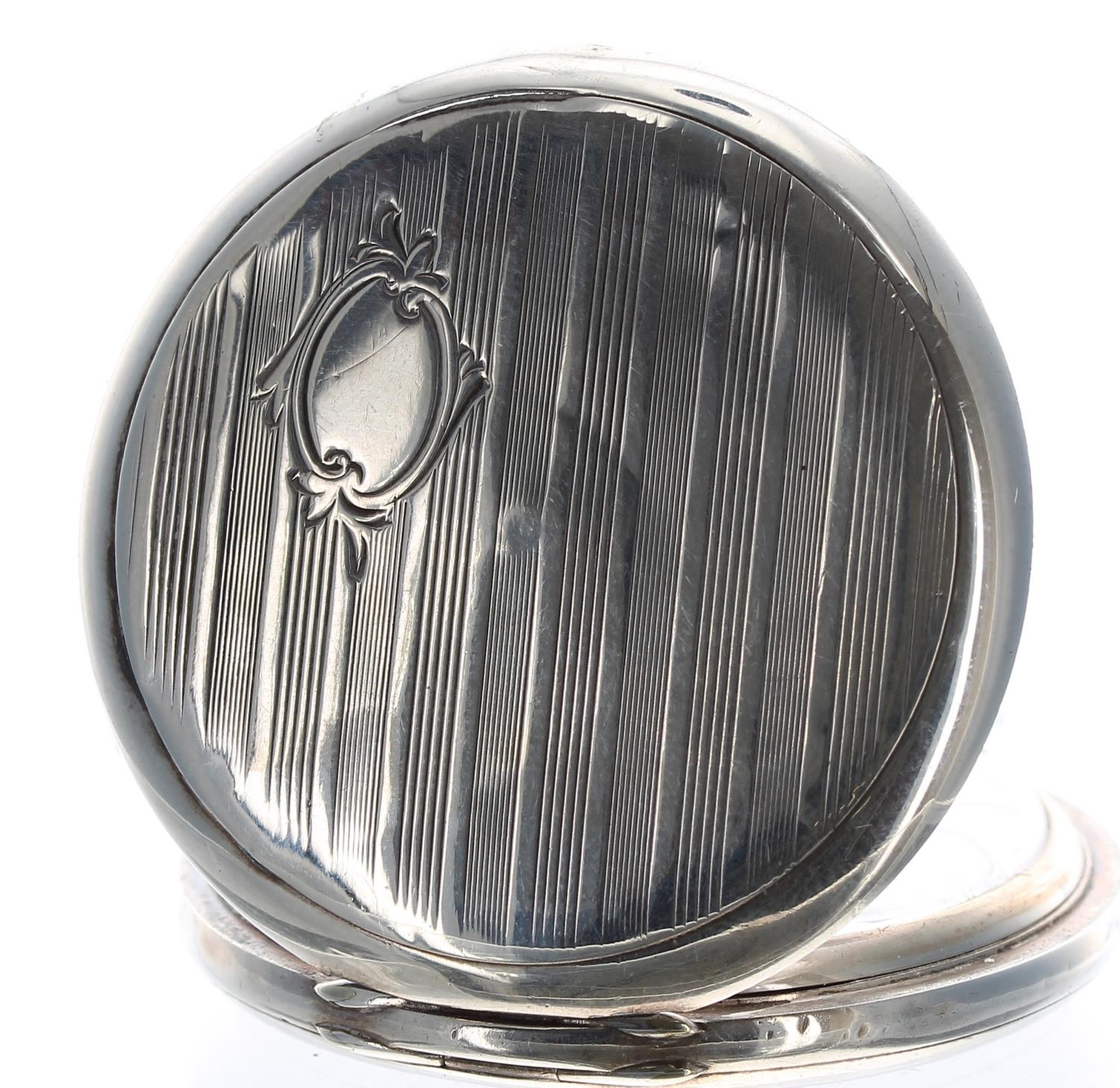 Unic silver (0.900) lever hunter pocket watch, signed movement with compensated balance and - Image 3 of 4