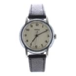 Roamer nickel and stainless steel gentleman's wristwatch, ref. 345, silvered dial dial with Arabic