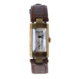 Longines 18k duo-dial rectangular curved doctor's wristwatch, circa 1936, the silvered dial with