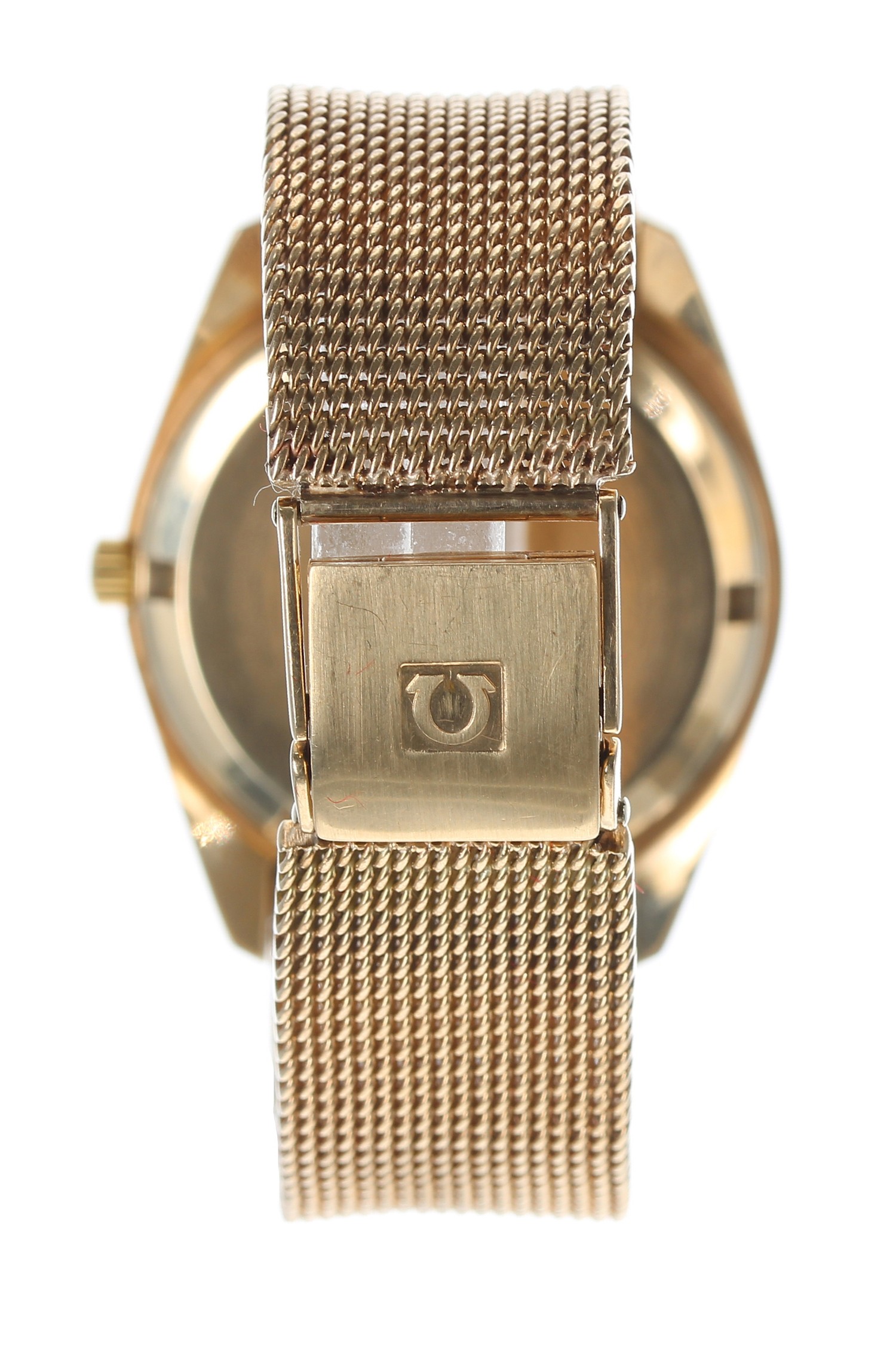 Omega 9ct automatic gentleman's bracelet wristwatch, milled bezel, silvered dial with baton markers, - Image 3 of 4