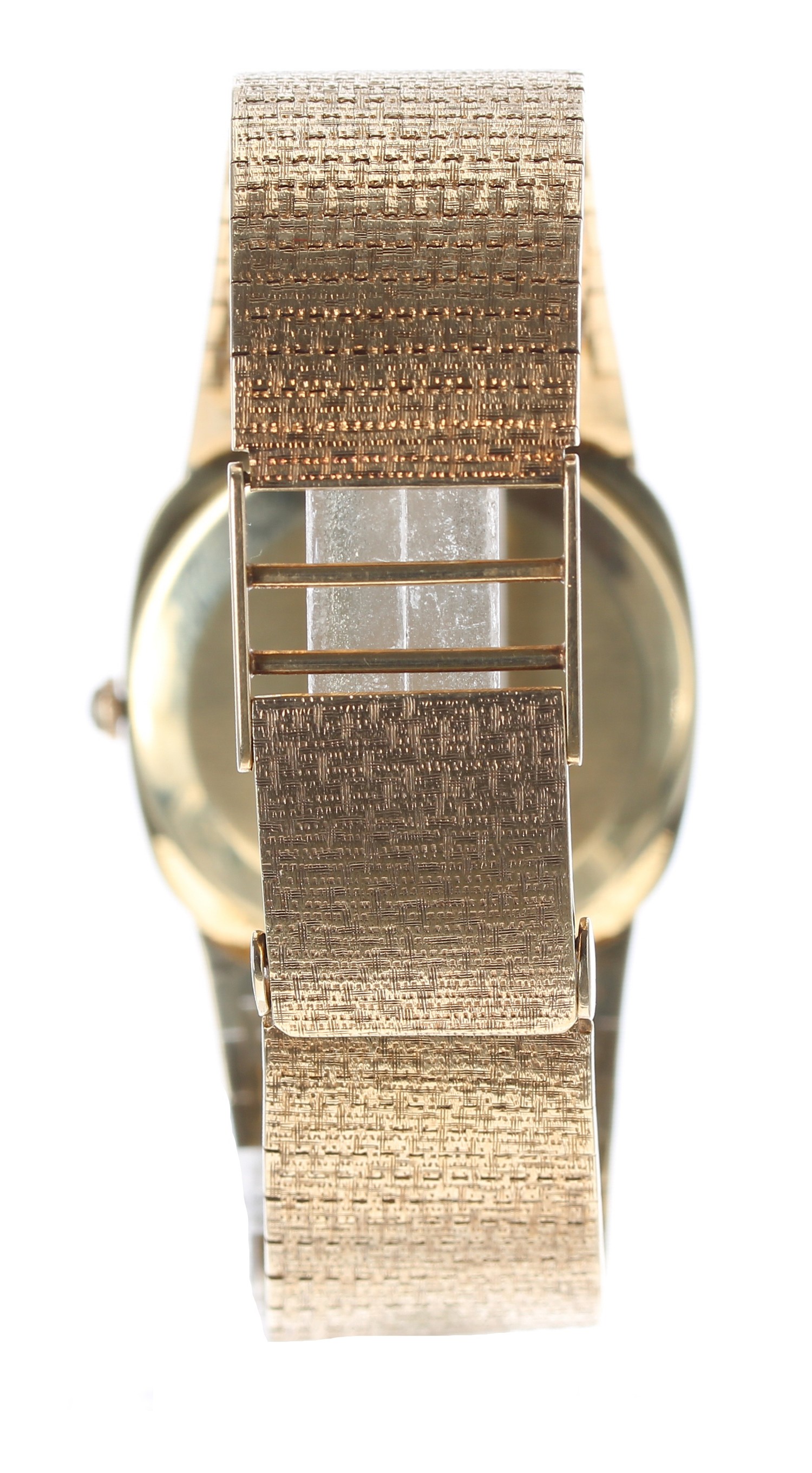Asprey 9ct gentleman's bracelet wristwatch, import hallmarks for London 1974, signed champagne - Image 3 of 5