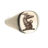 9ct intaglio seal gentleman's ring, Birmingham 1957, 13.5mm, 8.4gm, ring size S/T
