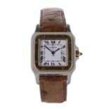 Cartier Santos automatic stainless steel gentleman's wristwatch, no. 296104472, square white dial