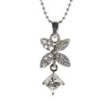 18k white gold princess-cut diamond pendant on a bead necklace, 0.71ct, clarity VS2/SI, colour I-