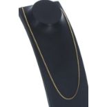 18k yellow gold slender link necklace, 10.5gm, 22" long