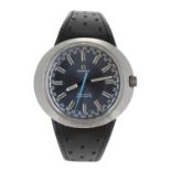 Omega Geneve Dynamic stainless steel gentleman's wristwatch, circular blue 'racing' dial with