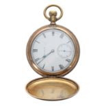 Elgin gold plated lever hunter pocket watch, circa 1909, signed gilt frosted 7 jewel movement with