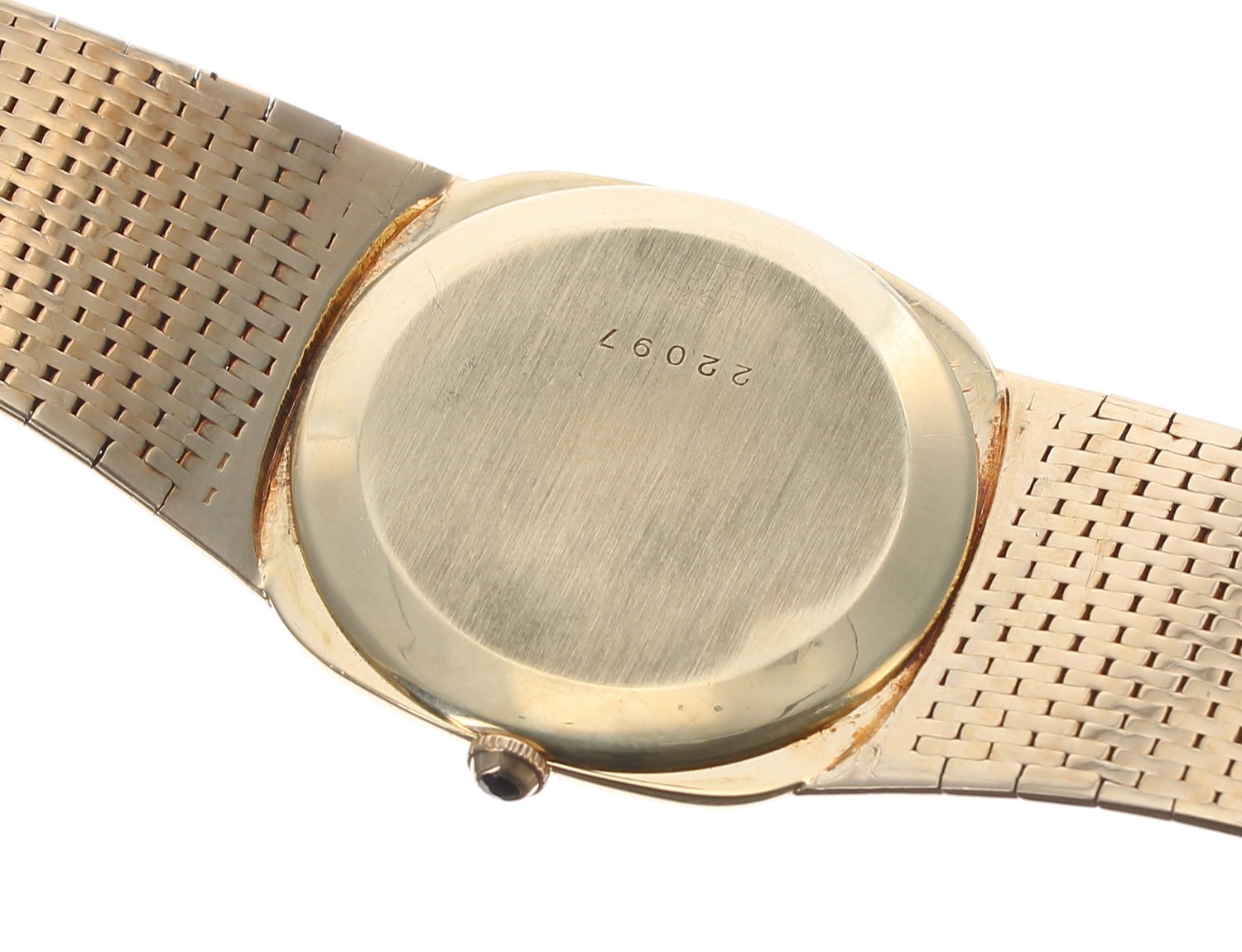 Asprey 9ct gentleman's bracelet wristwatch, import hallmarks for London 1974, signed champagne - Image 4 of 5