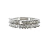 Silver diamond set band ring, estimated 1.00ct approx, band width 6mm, 3.1gm, ring size O/P