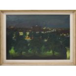 Rachel Ann Le Bas NEAC, Re, (1923-2020) - 'Shepherd's Bush by Night' signed also inscribed on a