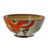 Clarice Cliff Bizarre 'Rhodanthe' circular bowl, 7.25" diameter