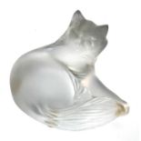 Lalique frosted glass figure of a cat, signed, 2.5" high