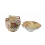 Royal Worcester - blush ivory shell dish, factory stamp and numbered 1413 to the underside, 4.5"