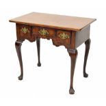 George III mahogany lowboy, the rectangular top over one short and two box drawers fitted with brass