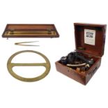 Heath & Co. Hezzanith "Bell" trademark marine sextant, within fitted mahogany storage/travel case