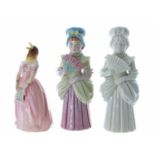 Three Royal Worcester porcelain candle snuffers; 'Confidence Jenny Lind Swedish Nightingale in