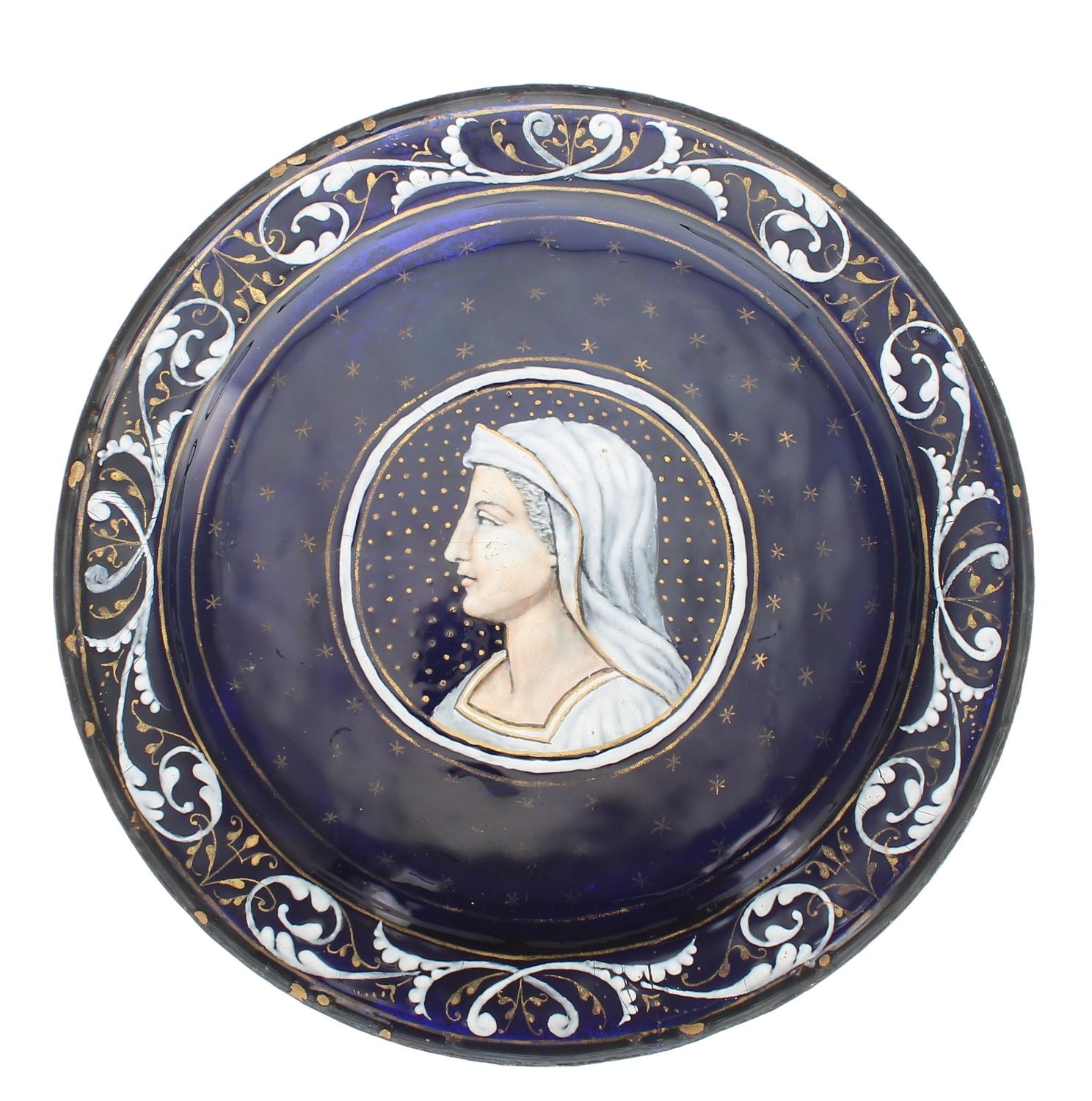 Limoges circular enamel plate in the style of  the style of Pierre Reymond, depicting a classical - Image 2 of 2