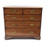 Small 18th century walnut inlaid chest of drawers, the rectangular crossbanded top over two short