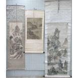 Chinese School - three scroll watercolours,