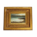 Circle of Sir William Mactaggart (19th century) - a coastal scene with hills, oil on canvas, 6" x 9"