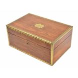 Good quality 19th century brass mounted kingwood jewellery box, the locking hinged lid with brass