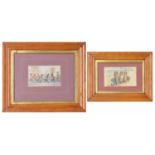 Louis Wain - two maple framed postcards, 'Musical chairs' and 'We are getting quite attached', the