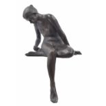 Vanessa Marston (British born 1951) - 'The Bather', cold cast bronze (resin) figure of a seated